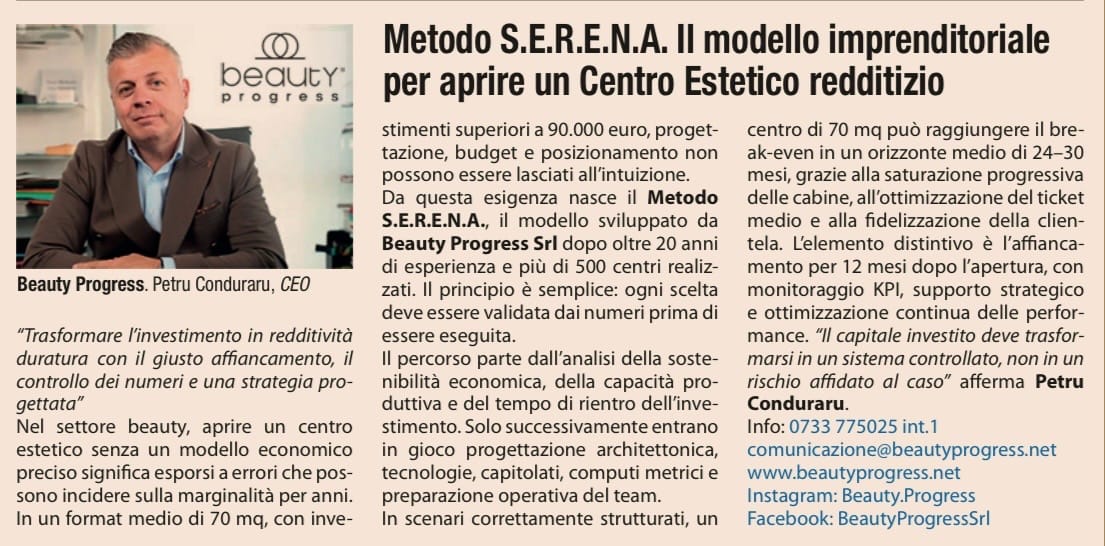 Petru Conduraru, CEO di Beauty Progress, intervistato sul Metodo S.E.R.E.N.A.